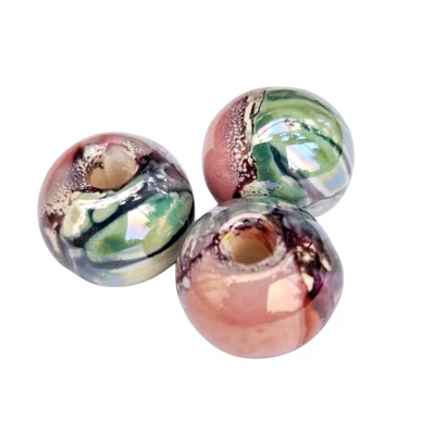 17mm-es fényes mázas kerámiagyöngy Pistachio (multicolor)