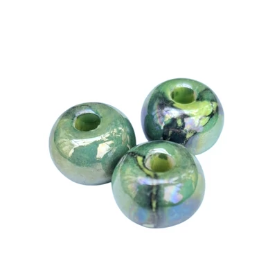 17mm-es fényes mázas kerámiagyöngy Spring Green