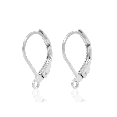 Biztonsági fülbevaló alap, 15x10mm Rhódium 1pár (Nikkelmentes)
