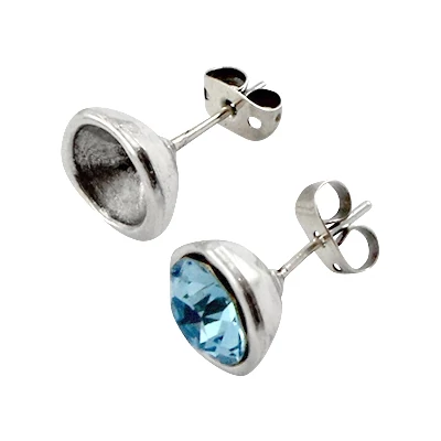Fülbevaló alap SS39 (8 mm) chatonhoz Antik ezüst