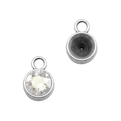 Medáltartó egy füllel SS39 (8 mm) chatonhoz Antik ezüst
