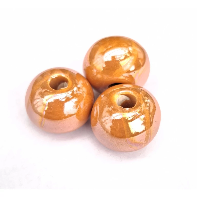 17mm-es fényes mázas kerámiagyöngy Dark Orange