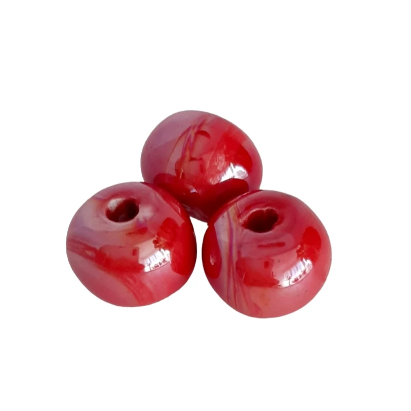 12mm-es fényes mázas kerámiagyöngy Red