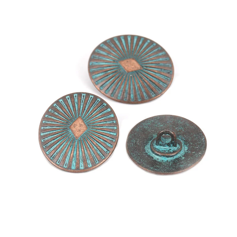 25x22mm-es ovális, kék patinás vörösréz füles gomb 