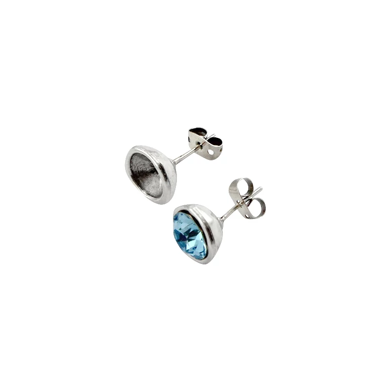 Fülbevaló alap SS39 (8 mm) chatonhoz Antik ezüst